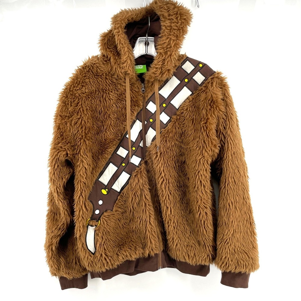 Star Wars Chewbacca Faux Fur Zip Up Hoodie Brown Shaggy Wookiee‎ SM RN0101531 - Picture 2 of 11